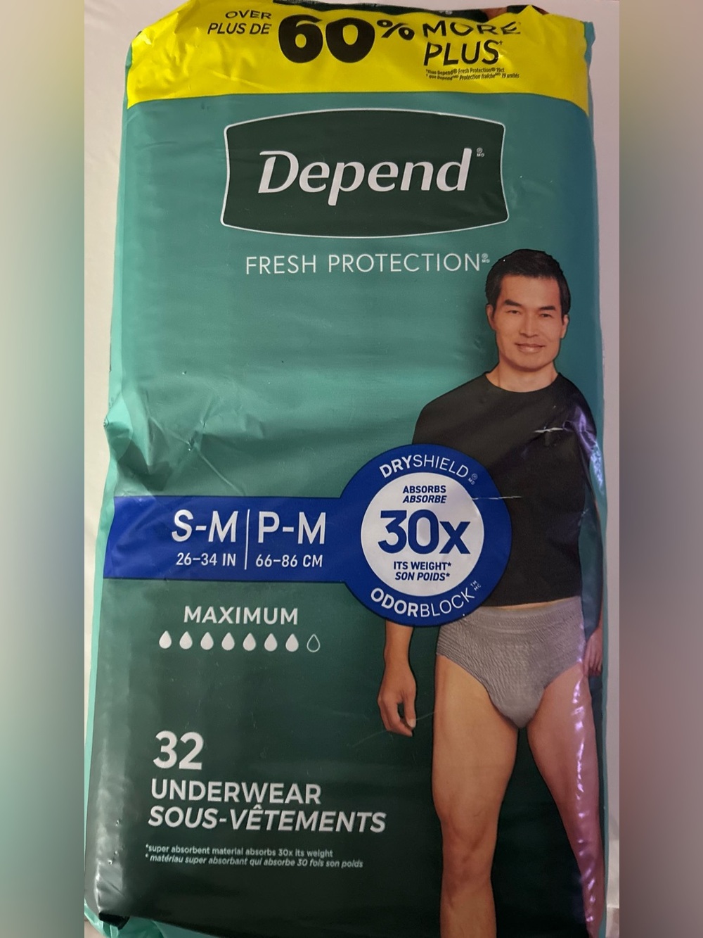 Depend Fresh Protection Men's Maximum Absorbency Briefs – Grey (S-M)